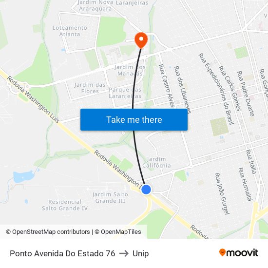 Ponto Avenida Do Estado 76 to Unip map