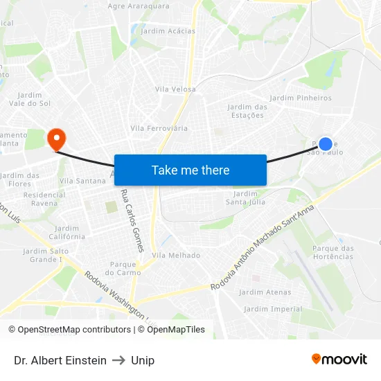 Dr. Albert Einstein to Unip map