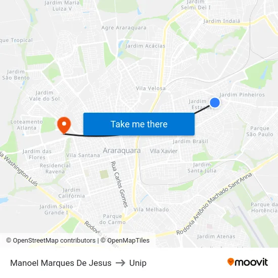 Manoel Marques De Jesus to Unip map