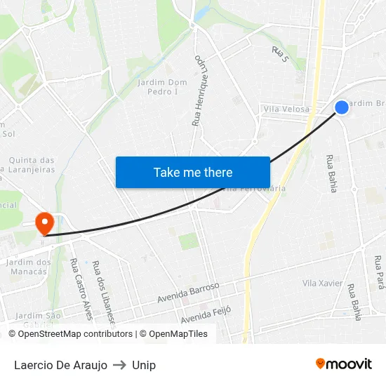 Laercio De Araujo to Unip map