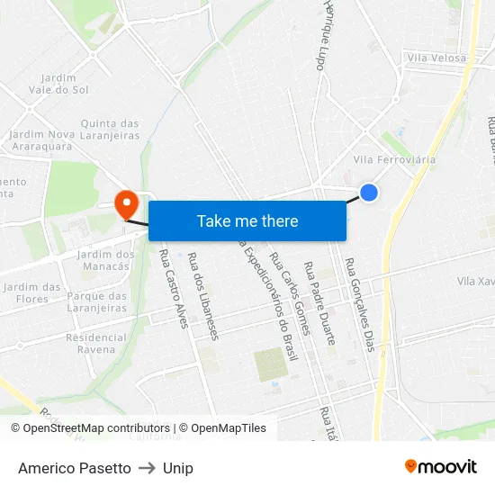 Americo Pasetto to Unip map