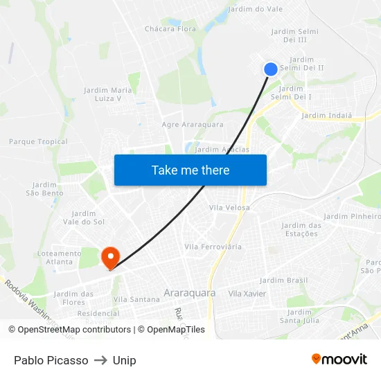 Pablo Picasso to Unip map