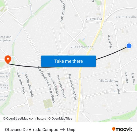 Otaviano De Arruda Campos to Unip map