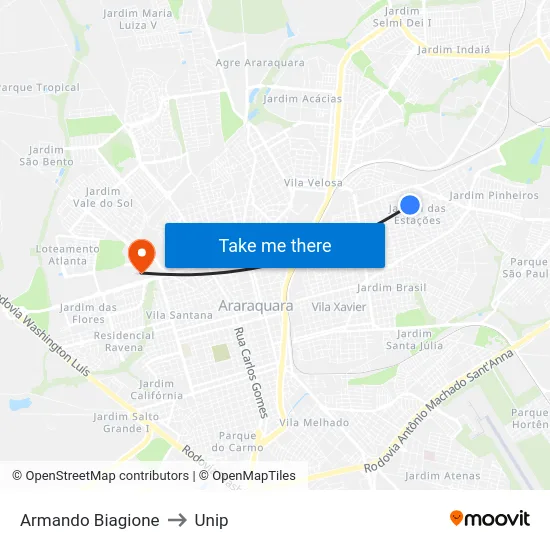 Armando Biagione to Unip map