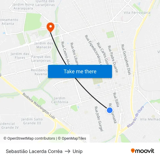 Sebastião Lacerda Corrêa to Unip map
