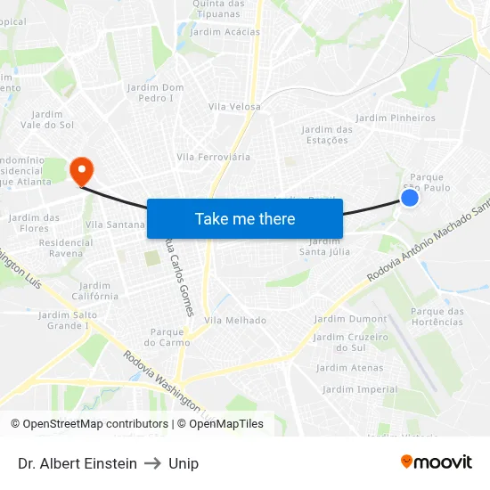 Dr. Albert Einstein to Unip map