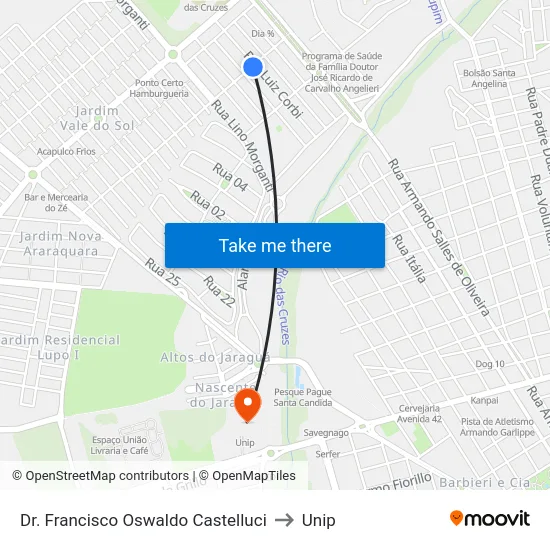 Dr. Francisco Oswaldo Castelluci to Unip map