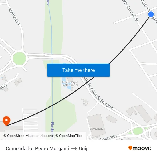 Comendador Pedro Morganti to Unip map