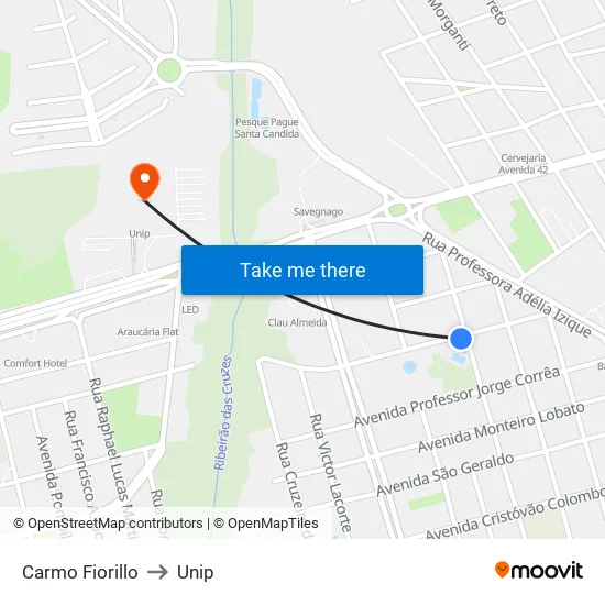 Carmo Fiorillo to Unip map