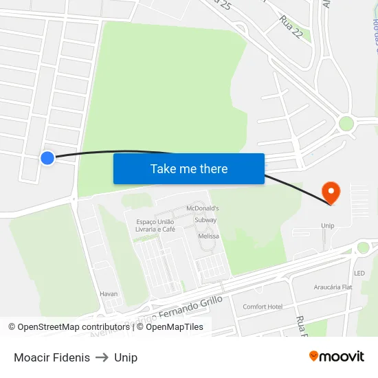 Moacir Fidenis to Unip map