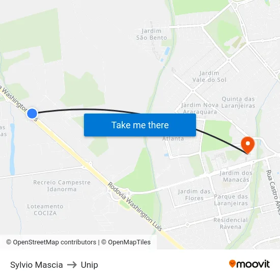 Sylvio Mascia to Unip map