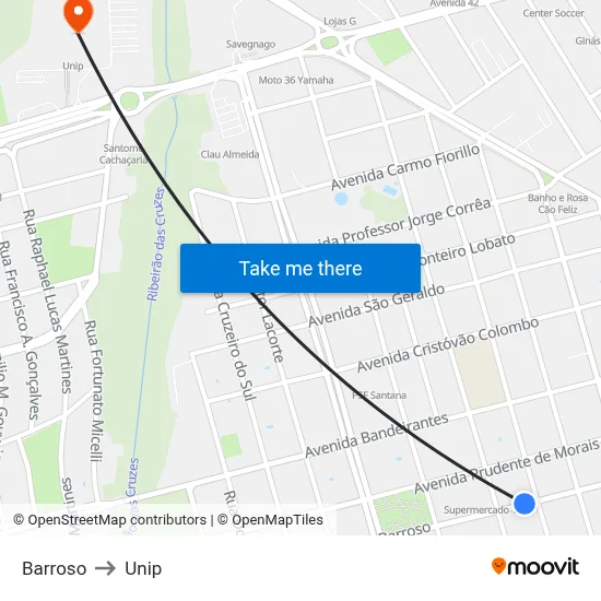 Barroso to Unip map