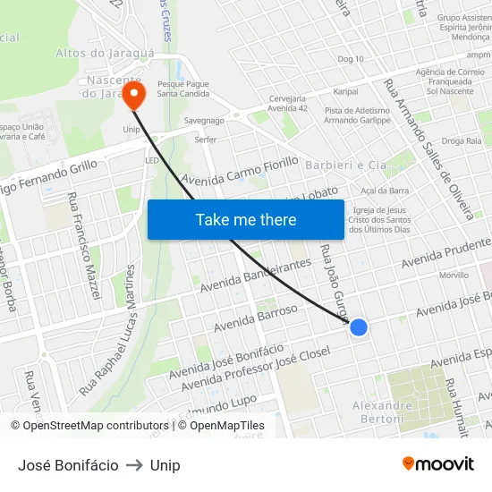 José Bonifácio to Unip map