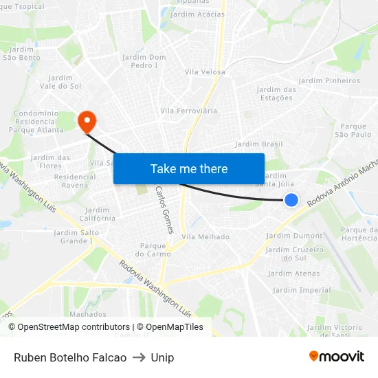 Ruben Botelho Falcao to Unip map