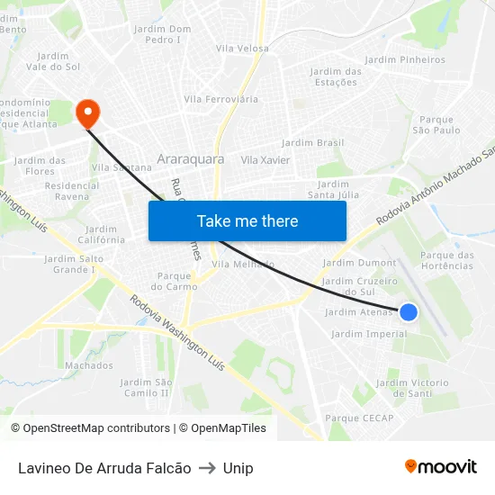 Lavineo De Arruda Falcão to Unip map