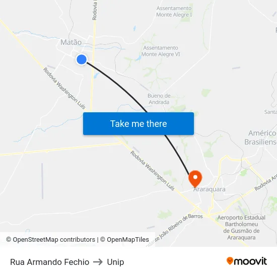 Rua Armando Fechio to Unip map