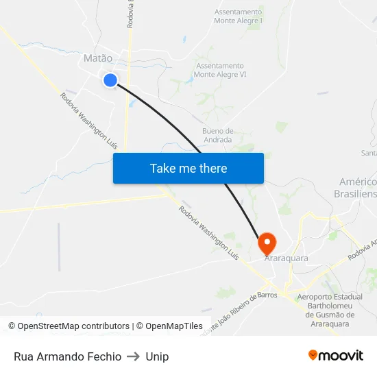 Rua Armando Fechio to Unip map