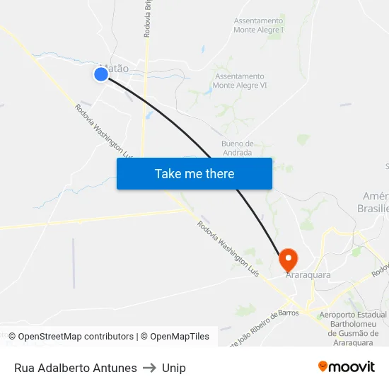 Rua Adalberto Antunes to Unip map