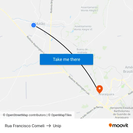 Rua Francisco Comeli to Unip map