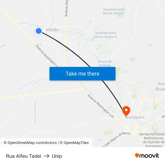 Rua Alfeu Tadei to Unip map