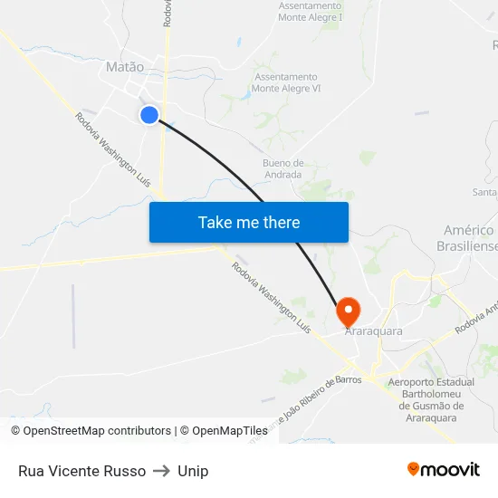 Rua Vicente Russo to Unip map