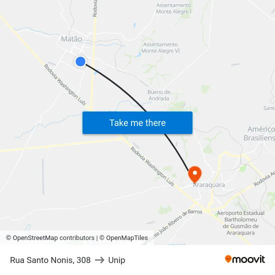 Rua Santo Nonis, 308 to Unip map