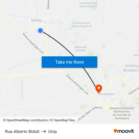 Rua Alberto Biduti to Unip map