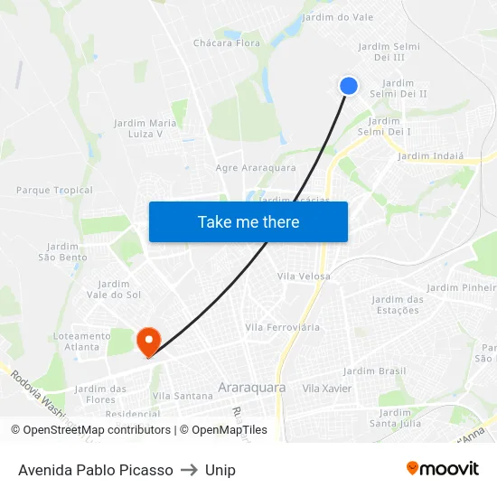 Avenida Pablo Picasso to Unip map