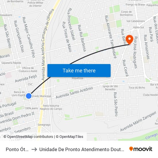 Ponto Ótica Lupo to Unidade De Pronto Atendimento Doutor Antônio Alonso Martinez map