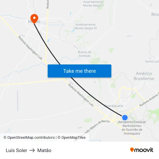 Luís Soler to Matão map