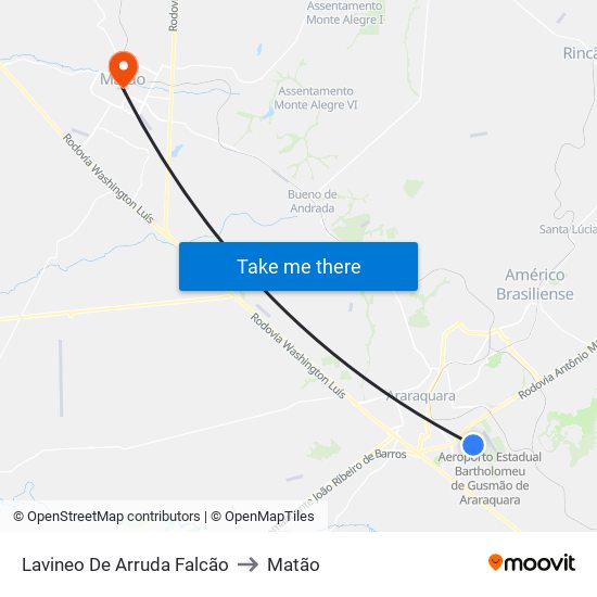 Lavineo De Arruda Falcão to Matão map