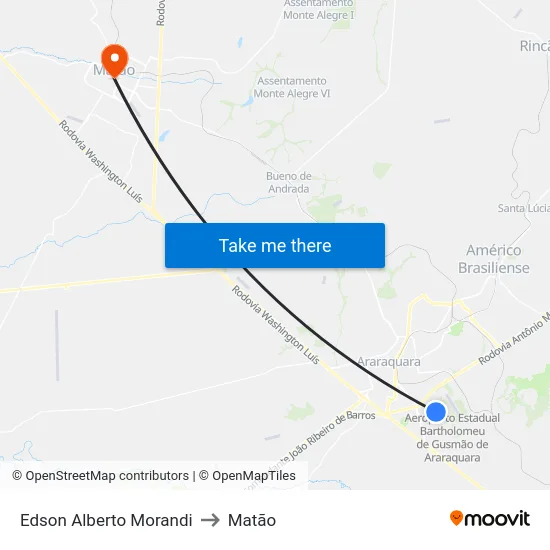 Edson Alberto Morandi to Matão map