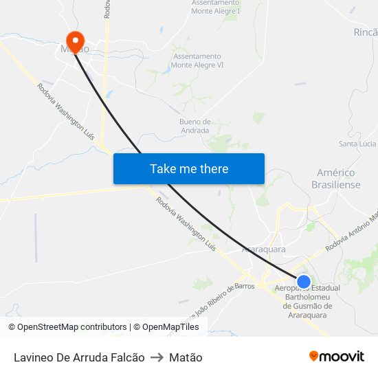 Lavineo De Arruda Falcão to Matão map