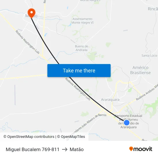 Miguel Bucalem 769-811 to Matão map