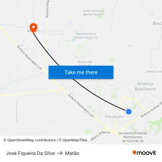 José Fiqueira Da Silva to Matão map
