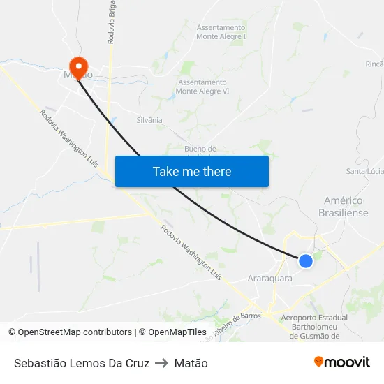 Sebastião Lemos Da Cruz to Matão map