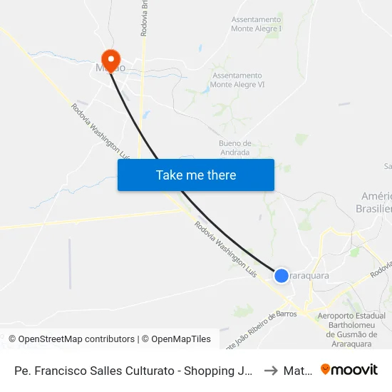 Pe. Francisco Salles Culturato - Shopping Jaraguá to Matão map