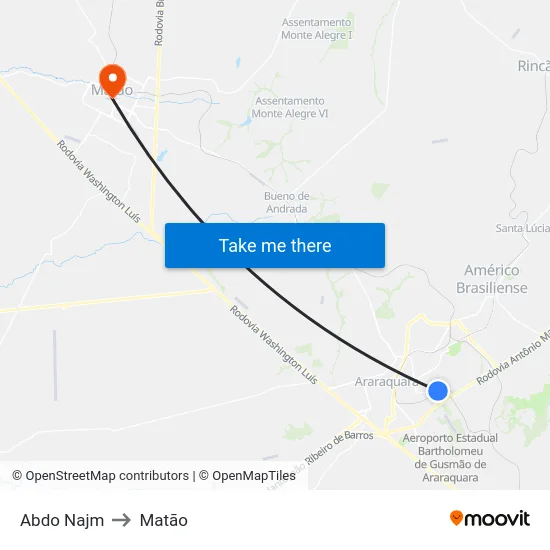 Abdo Najm to Matão map