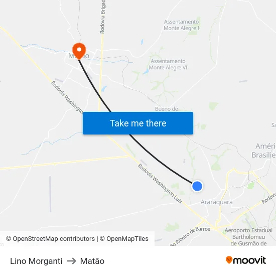 Lino Morganti to Matão map