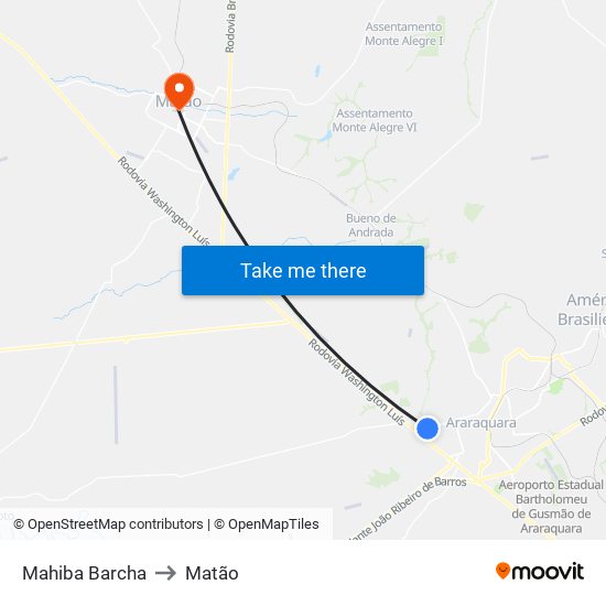 Mahiba Barcha to Matão map