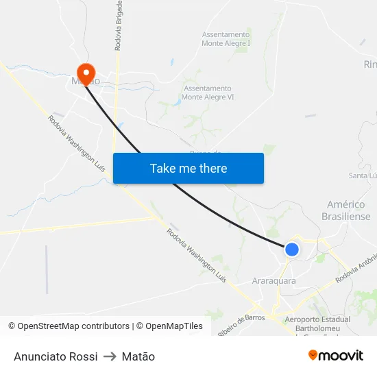 Anunciato Rossi to Matão map
