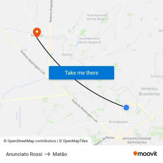 Anunciato Rossi to Matão map