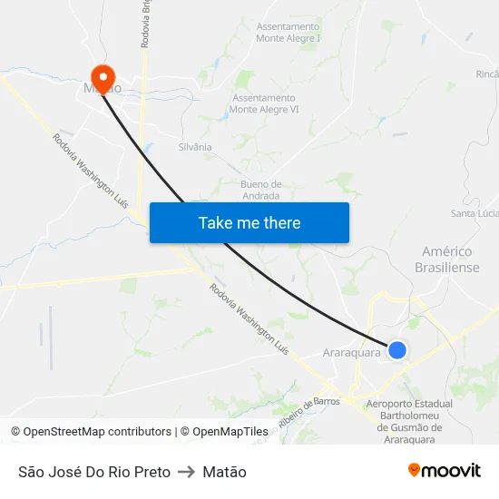 São José Do Rio Preto to Matão map