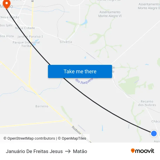 Januário De Freitas Jesus to Matão map