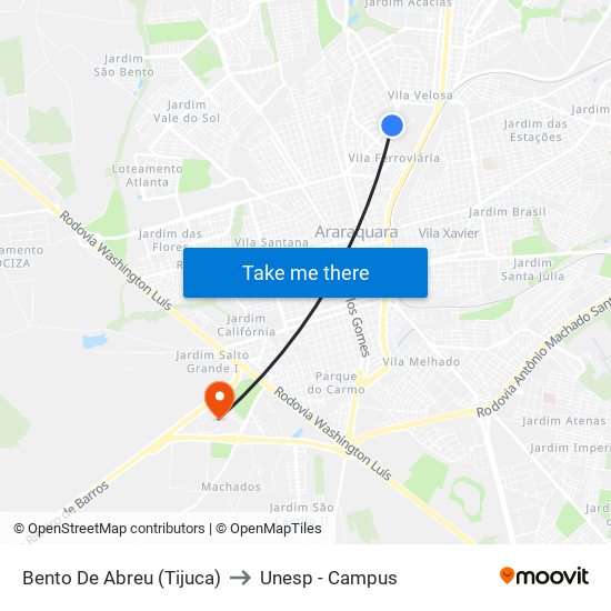 Bento De Abreu (Tijuca) to Unesp - Campus map
