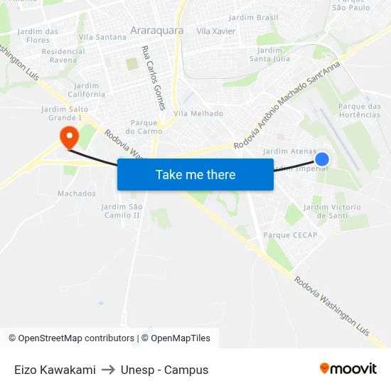 Eizo Kawakami to Unesp - Campus map