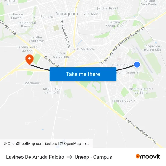 Lavineo De Arruda Falcão to Unesp - Campus map