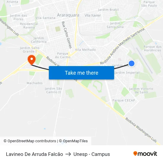 Lavineo De Arruda Falcão to Unesp - Campus map