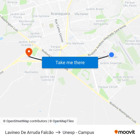 Lavineo De Arruda Falcão to Unesp - Campus map