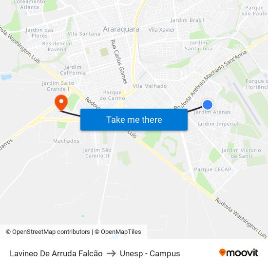 Lavineo De Arruda Falcão to Unesp - Campus map